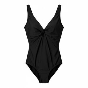 Lands’ End Black One Piece Swimsuit Size 14 Ruched Twist Front